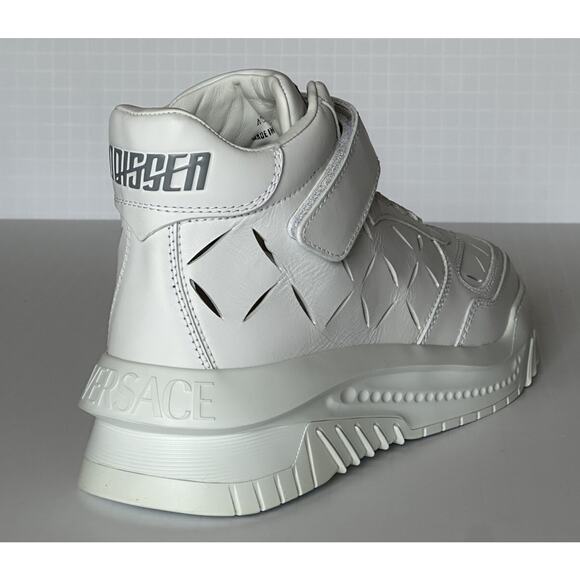 Versace Men\'s Laserata Leather Sneakers White 14 US (47 Euro) 1008964 NWT $1175 main image 5